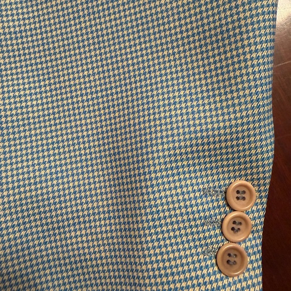 Hugo Boss Corleone 100% Wool Sport Coat Blazer BlueTan Micro Houndstooth Mens44R - Picture 6 of 10